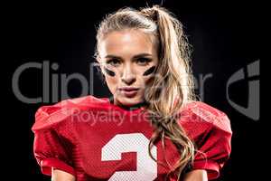Attractive female american football player