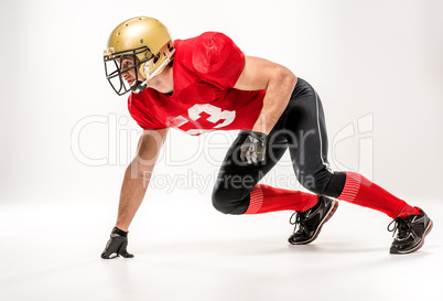 Football player in protective sportswear