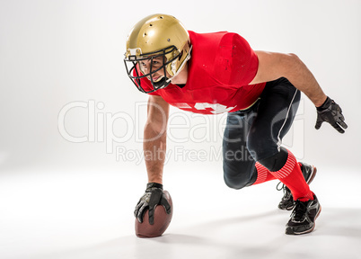 Football player in protective sportswear