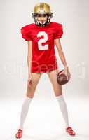 Beautiful female american football player