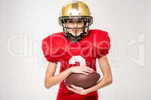 Beautiful female american football player