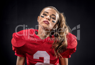 Female american football player in uniform