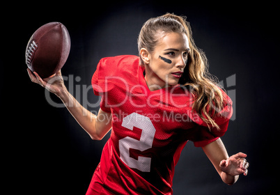 Woman playing american football