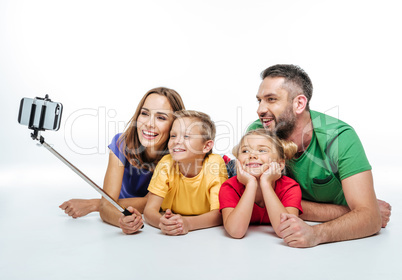 Happy family taking selfie