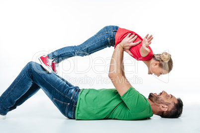 father and daughter having fun together