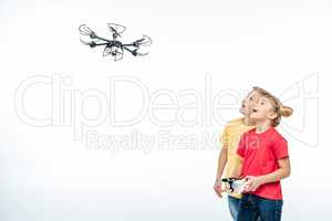 kids playing with hexacopter drone