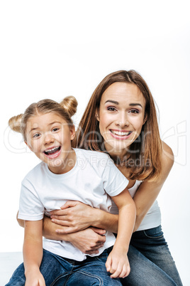 Mother and daughter having fun together