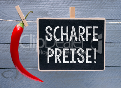 Scharfe Preise - Peperoni mit Kreidetafel