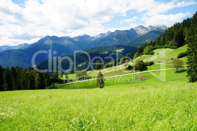 grüne Berglandschaft in Südtirol..