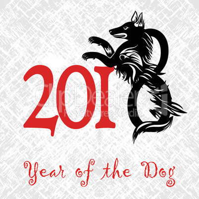 Puppy animal tattoo of Chinese New Year of the Dog grunge vector file head shepherd stamp.
