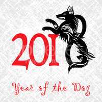 Puppy animal tattoo of Chinese New Year of the Dog grunge vector file organized in layers for easy editing.