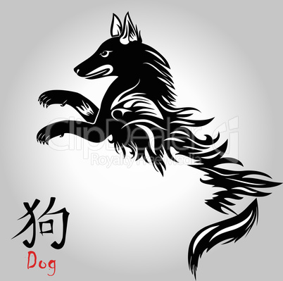 Puppy animal tattoo of Chinese New Year of the Dog vector file organized in layers for easy editing.