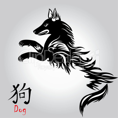 Puppy animal tattoo of Chinese New Year of the Dog vector file organized in layers for easy editing.