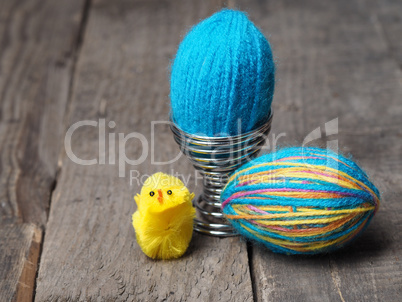Two woolen Easter eggs