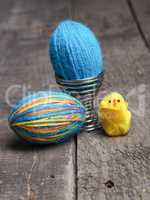 Two woolen Easter eggs