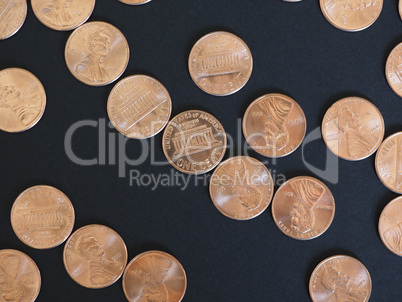 One Cent Dollar coins, United States over black