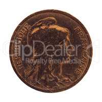 ancient french coin 10 cents isolated over white