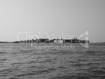 San Servolo island in Venice in black and white