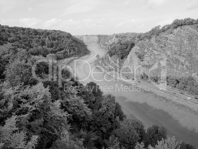 River Avon Gorge in Bristol in black and white