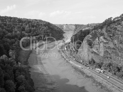 River Avon Gorge in Bristol in black and white