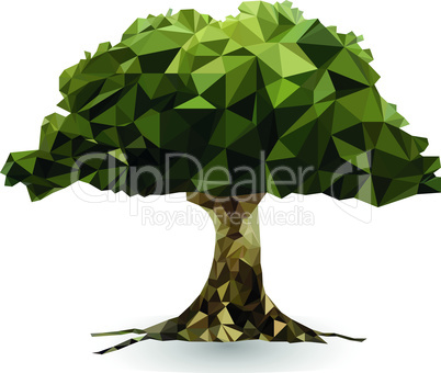 green tree in a triangular style vector illustration