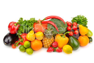 fruits and vegetables isolated on white background