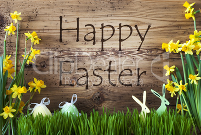 Decoration, Egg And Bunny, Gras, Text Happy Easter