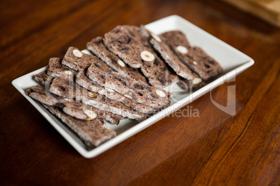 Baked snacks on tray