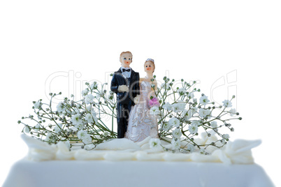 Wedding cake with couple figurines