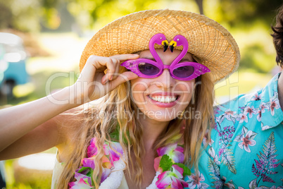 Beautiful woman in fancy sunglasses