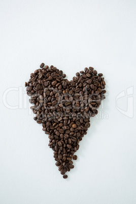 Coffee beans forming heart shape