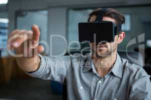 Man using virtual reality headset