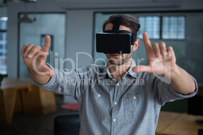 Man using virtual reality headset