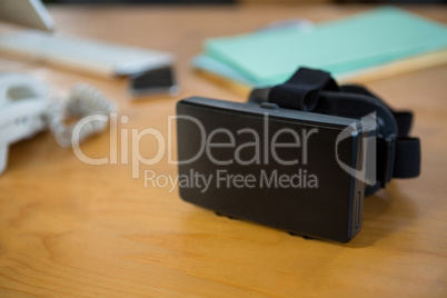 Virtual reality headset on desk