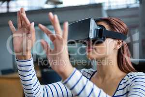 Woman using virtual reality headset