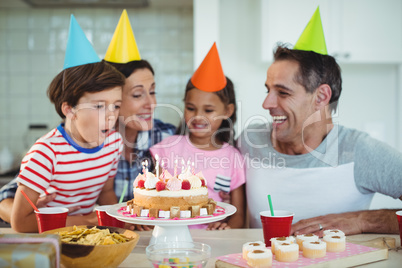 Happy family celebrating a birthday