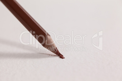 Maroon broken colored pencil on white background