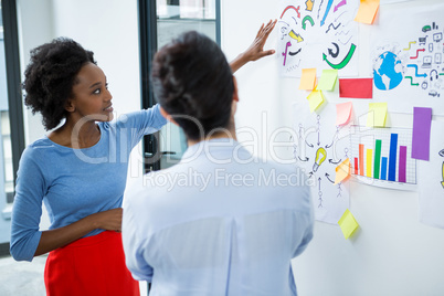 Female graphic designer giving presentation