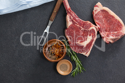 Rib chop, sirloin chop and ingredients