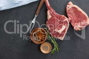 Rib chop, sirloin chop and ingredients