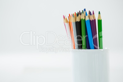 Colored pencils kept in mug