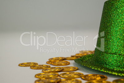 St Patricks Day leprechaun hat with gold chocolate coins