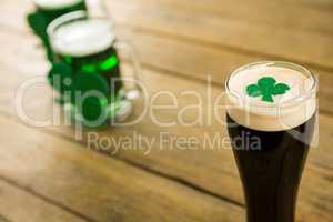 St Patricks Day glass of beer with shamrock