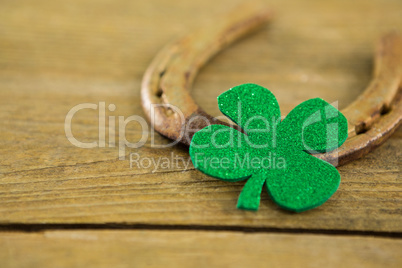 St Patricks Day shamrocks with horseshoe