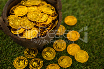 St. Patricks Day pot filled with chocolate gold coins