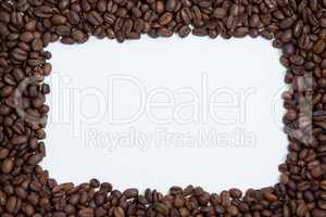 Coffee beans forming rectangle