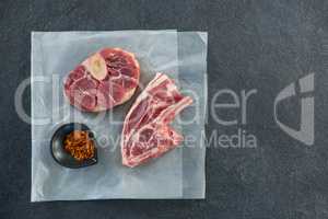 Rib and sirloin chop on paper
