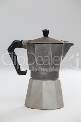 Close-up of metallic coffee maker