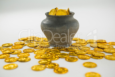 St. Patricks Day pot filled with chocolate gold coins