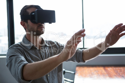 Man using virtual reality headset